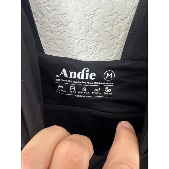 Andie The Mykonos One Piece Swimsuit Flat Back Black Size Medium - Picture 9 of 10